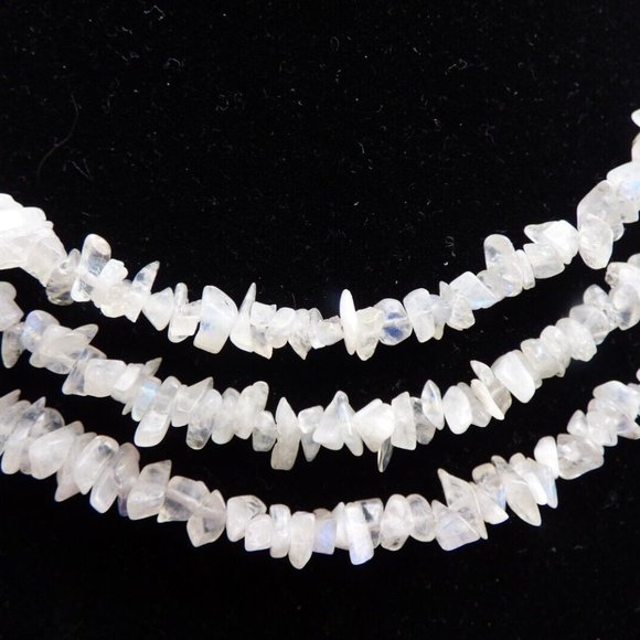Gems of Distinction Collection Jewelry - 380CTS RAINBOW MOONSTONE 925 3 ROW NUGGET NECKLACE & TWISTED STRETCH BRACELET